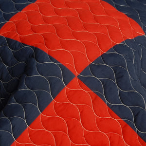 Geometric Checkered Teen Boy Bedding Full/Queen Quilt Set Orange Yellow Blue Red White