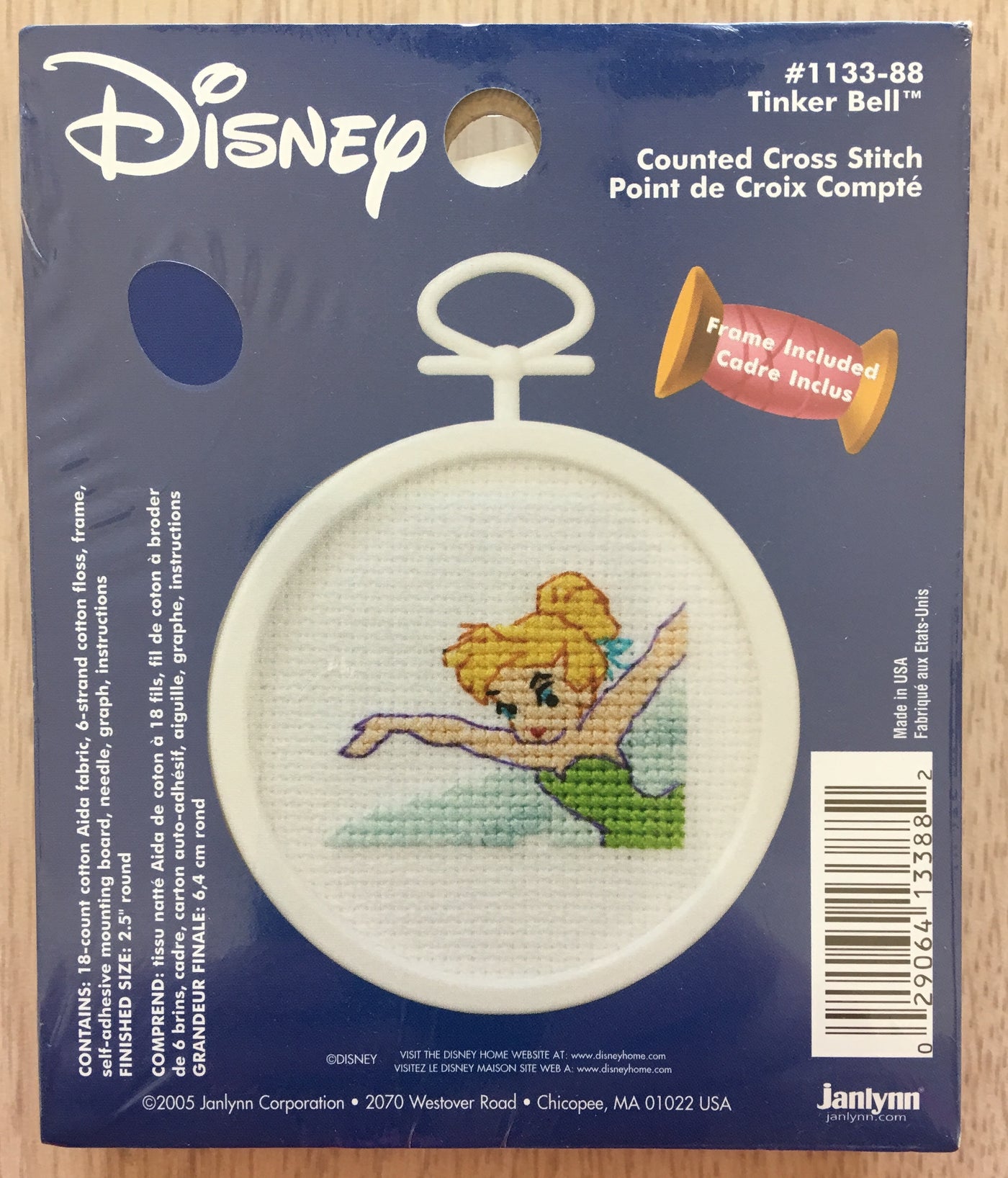 Disney Tinkerbell Mini Counted Cross Stitch Kit with Frame 2.5