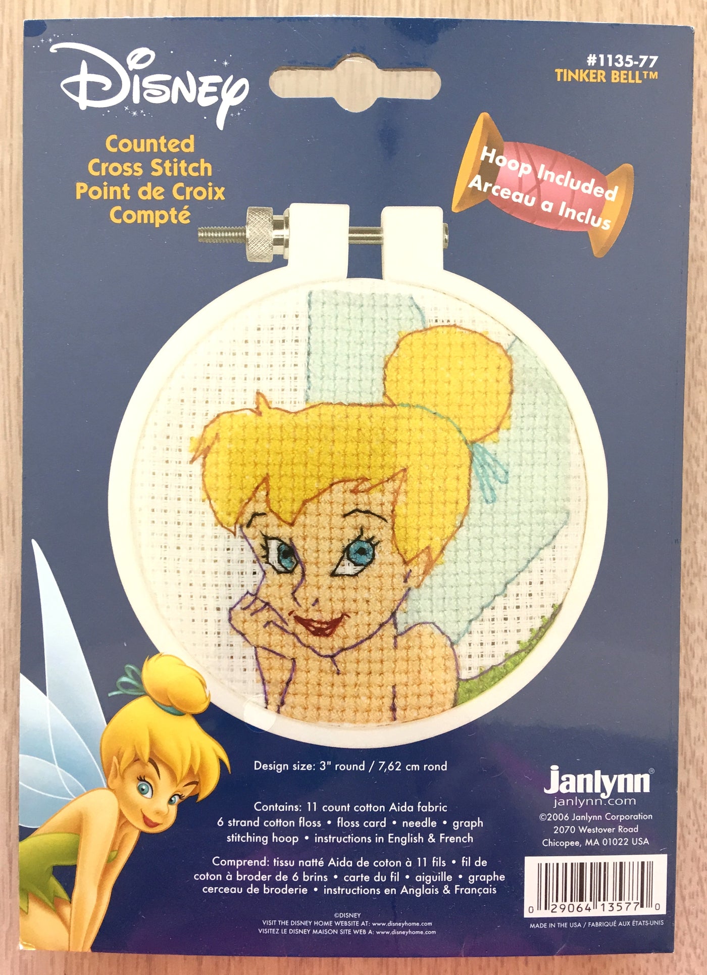 Tinkerbell Counted Cross Stitch Kit with Hoop 3 Round