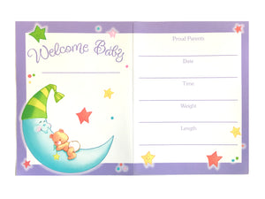 A Star Is Born Baby Birth Announcement Cards 8 CT - Purple with Yellow Star Twinkle Twinkle