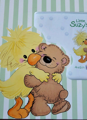 Little Suzy's Zoo Witzy Duck & Boof Bear Hugging Keepsake Baby Small Photo Frames 3.5" x 2.5" Green Striped 2003