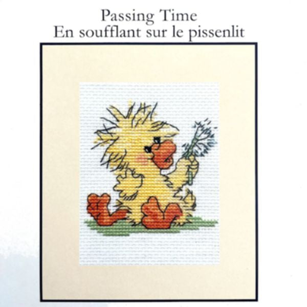 Little Suzy's Zoo Baby Witzy Duck with Dandelion Counted Cross Stitch PDF Chart Pattern Instructions 3" x 4"