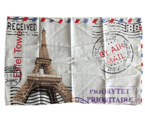Paris Eiffel Tower Postage Stamp Pillowcase 19" x 29"