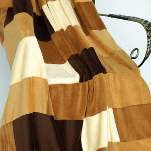 Brown Tan Striped Fleece Blanket Style H - 050