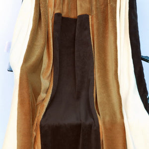 Brown Tan Patchwork Striped Fleece Blanket Style I - 055