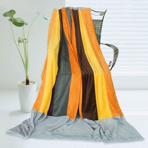 Orange Grey Fleece Blanket Style B - 070