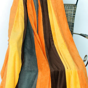 Orange Grey Fleece Blanket Style B - 070