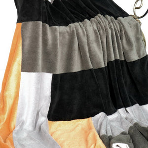 Brown Gray Black Striped Plush Blanket Style F - 072
