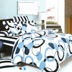 Blue Black White Geometric Circle Dot Teen Girl Twin Bedding Duvet Cover Set