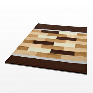 Brown Tan Striped Fleece Blanket Style H - 050