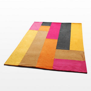 Hot Pink Orange Yellow Striped Plush Blanket Style C - 058
