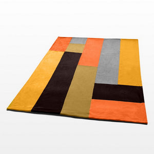 Orange Grey Brown Fleece Blanket Style D - 060