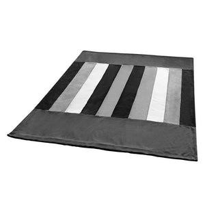 Black White Gray Striped Fleece Blanket Style C - 071