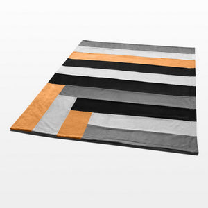 Brown Gray Black Striped Plush Blanket Style F - 072