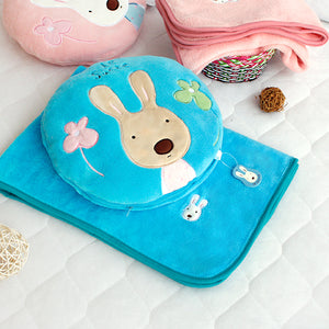 Blue Bunny Pillow with Blanket