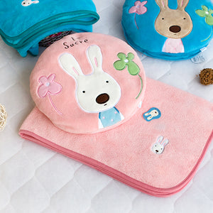 Pink Bunny Pillow with Blanket