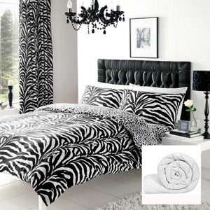 Black White Zebra & Leopard Animal Print Bedding Duvet / Comforter Cover Bed Set Twin Full Queen
