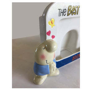 Ziggy Earthenware Photo Picture Frame Statue Rainbow  "The Best Things In Life" Figurine Porcelain Ceramic Gift 7" x 6"  Tom Wilson Rare Vintage Collectible New